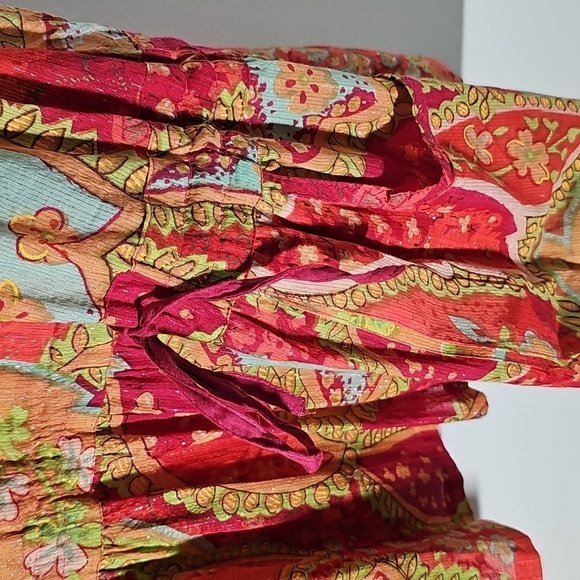 Red and Orange Paisley Sundress, Top, Coverup. By UNIQUE. Size 22/24. - Picture 3 of 9